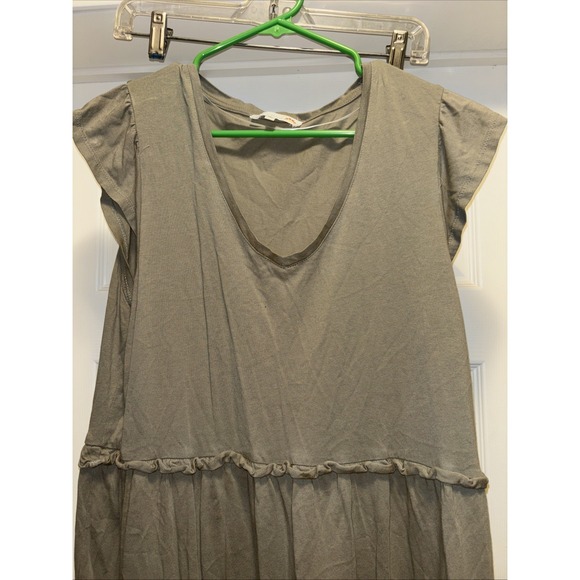 C & C California‎ Sage Green Light Green Cap Sleeves Tiered Midi Dress Large - Picture 2 of 9